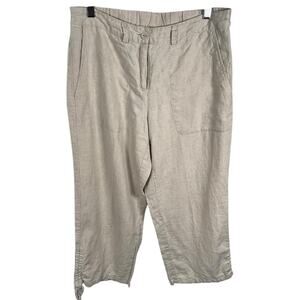 Charter Club Weekend Linen Pants Medium Beige Capri Cropped Casual Vacation